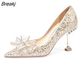 Women Shoes High Heels 2023 New Women Pumps Sequins High Heels Women Shoes Sexy Ladies Wedding Party Bow Tie Stiletto