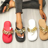 New Summer Fashion Chain Flip-flops Sandal Shoes Woman Flat Platform Casual Comfortable Outdoor Sports Beach