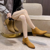 Winter New Round Head Solid High Heels Women's Outwear Large Size Warm and Comfortable Short Boots Fashion Boots