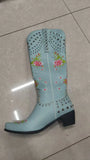 Breakj Flowers Blue Coarse And Winter Tip Side Zipper Round Head Female High-Trace Fashion