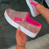 New Fashion Sparkling Rhinestone Flat Loafers Plus Size Women's Shoes Outing Casual Shoes Outdoor Sports Running