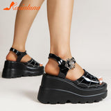 Design 2023 New Summer Platform Wedges Sandals For Women Gothic Punk Buckle Comfy Fashion Sandals Woman Shoes Big Size