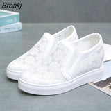 Women Shoes 2023 Spring Summer Wedges Shoes for Women Black White Breathable Lace Flower Sneakers Women Loafers