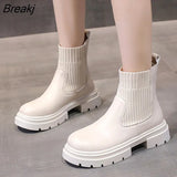Women's Ankle Boots 2023 Fashion Slip on Black Female Punk Gothic Shoes Ladies Elegant Lolita Low Heels Short Sock Boots