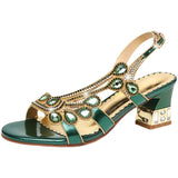 The Summer Of 2024, The New Sandals Women Wear Crystal Diamond-Encrusted High-Heeled Shoes, Sexy Fish Mouth Shoes, Rough-Heeled Water Drill