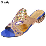 Summer Fashion Women's Sandals Color Water Drill Slippers Woman Strange Heel Large Size 40 41 Female Hollow Out Flip