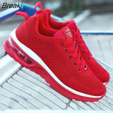 Spring Women Sneakers Red Black Fashion Korean Women Shoes Mesh Breathable Sneakers Air Cushion Casual Shoes Tenis