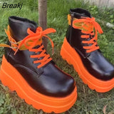 Fashion High Platform Boots Leather High Wedges Ankle Boots Women 2023 New Female Punk Style High Heels Shoes for