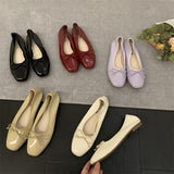 Bow Knot Flats Slip On Casual Shoes Women Boat Ballet Flat Ballerina Soft Moccasins Female New Fashion Gold Sliver