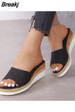 Buckle Peep Toe Women Sandals Wedges Comfort Lightweight High Heels Wear-resistant Women Office Wedding Sandals
