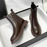 Pu Leather Platform Ankle Boots Women Autumn Winter Low Heels Short Boots Woman Side Zipper Thick Sole Botas