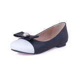 Ballet Flats 2023 Women PU Leather Lady Casual Shoes Men Size 31~51 Candy Colours Blcok Bead Bow Decorate Driving