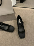 And Winter 2024 New Style Thick-Heeled Mary Jane Shoes With Square Head Style With Skirt And Single Shoes For Women's