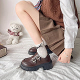 Breakj Small Leather Shoes Women's New Spring Black Lefu Shoes With Coarse Heel Height And Mary Jane Single
