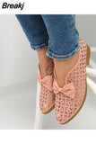 2023 Hot Hollow Out Loafers Bowtie Women Flats Pointed Toe Woman Platform Women's Plus Size Womens Shoes Comfort