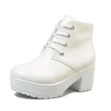 Size 35-41 Short Boots Round Head Black And White Thick-Heeled High-Heeled Cos Martin Boots In Spring And