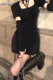 Spring Black Bodycon Dress Women Long Sleeve Vintage Sexy Dress Office Lady Evening PartyOne Piece Dress Korean