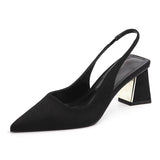 Summer New Pointed Solid Color Simple Shallow Mouth Comfortable Women's Outwear Back Strap Fashion Sandals