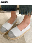 Women Flats Shoes Low Top Spring And Autumn Canvas Shoes Casual Straw Shoes High Quality Fashion Flats Loafers Single