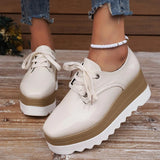 New Patent Leather Thick Bottom Brogue Shoes for Woman Women Plus Size Lace Up Flats Woman Chunky Platform Oxford Shoes