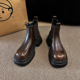 Real Soft Leather Chelsea Short Boots Fall 2024 New British Chimney Boots Muffin Thick-Soled Martin