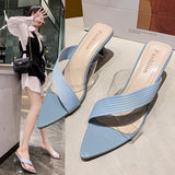 Queen Gladiator Sandals knit Women Jelly Transparent PVC Sandals Pointed Toe High Heels Party Cross Women Sandals