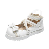 buckle red white Sweet Bow Buckle Strap Mary Jane Shoes Woman Patchwork Lace Low Heel Pumps Women Pink Lolita Shoes