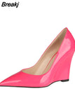 Spring Candy Colors Ladies Wedges Shoes Woman Elegant Office Casual High Heels Shoes Mujer 10 CM Pumps Big Size