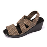 New Wedge Platform Weave Sandals Fashion Peep Toe Comforty Breathable Mom Shoes Female Casual Thick Bottom Sandalias
