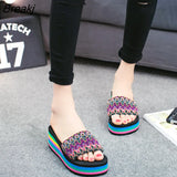 Women Sandal Slippers Platform Bath Slippers Wedge Beach Flip Flops High Heel Beach Slide Shoes EVA Fashion Casual