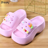 Summer New Slippers Fashion Platform Korean Version Increase Women's Shoes Wedge Cartoon Cute Outdoor Flip Flops