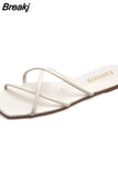 Slippers Women Summer Shoes Casual Flat Bottom Sandals Flip Flops Candy Color Indoor Outdoor Beach Slides Cross
