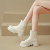 And Winter 2025 New Korean Version Of The Zip Chain Thin Round Head Plus Velvet Cake Thick English Style Martin