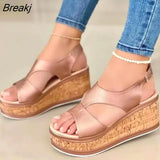 Toe Shoes Sandals Women Summer Casual Peep Toe Sandal Thick Bottom Wedge Shoes Sexy Elegant High Heel Sandals Plus size