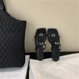 Fashion Rhinestones Women Slipper Ladies Elegant Open Toe Slip On Flat Slides Outdoor Casual Beach Vacation