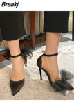 Tulle Bow Heels Designer Stiletto High Heels Women Pumps 2023 Pink Satin Wedding Shoes Bride Ladies Party Prom