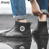 Men Rain Boots Rubber Shoes Waterproof Women Work Booties Winter Plus Cotton Slip on Unisex Ankle Boots Bottes De