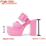 New FashionDouble Bottom Platform Sandals Chunky High Heeled Ankle Buckle Strap Women Sandals Comfort Walking Shoes