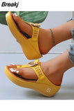 Women New Summer Sandals Open Toe Beach Shoes Flip Flops Wedges Comfortable Slippers Cute Sandals Chaussure Femme Plu Size