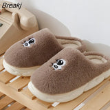 Warm Cotton Slippers Thick Soft Sole Slippers Men Women Indoor Floor Flat Solid Colo Home Non-slip Shoes Couple