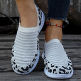 Mesh Slip On Sneakers Women Fashion Leopard Print Casual Shoes Woman Spring Summer Elastic Knit Flats Loafers