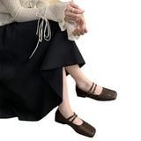 Style Dress, Shallow Mouth, Vintage Leather Shoes, Women's 2024 New Spring And Autumn Flat-Soled Mary Jane