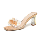 Slippers Women's Sandals Diamond Clear Crystal Thick Heels New Sandals And Slippers Fashionable For Women In The Summer Of