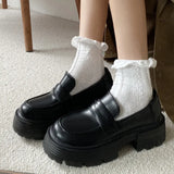 Loafers Lolita Flat Shoes Women College Leather Platform High Quality Shoes Style School Girls Jk Uniform Thick Sole