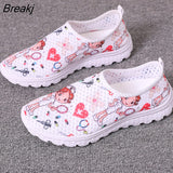 Women Shoes Cartoon Nurse Print Female Sneaker Summer Lightweight Comfortable Casual Breathable Flats Footwear Spring