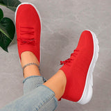 Knitting Women Sneakers Soft Sole Non Slip Running Walking Shoes Woman Lightweight Casual Red Sports Shoes for
