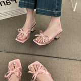 Women Lightweight High Heels Flip Flops Women 2024 Summmer Clip Tie Platform Bow Slippers Woman Peep Toe Beach