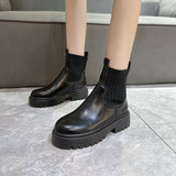 Breakj Women's Wool Thread Ankle Boots 2023 Autumn Winter Large Size British Style Handsome Motorcycle