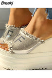high heels 2023 dropship crystals High Heels leisure Summer Wedges Sandals Woman Shoes Women platform Mules