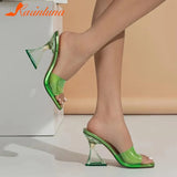 Heeled Women Slippers 2023 New Fashion Brand Wine Glass And Sandals European Style Crystal Heel Sandals Slipper